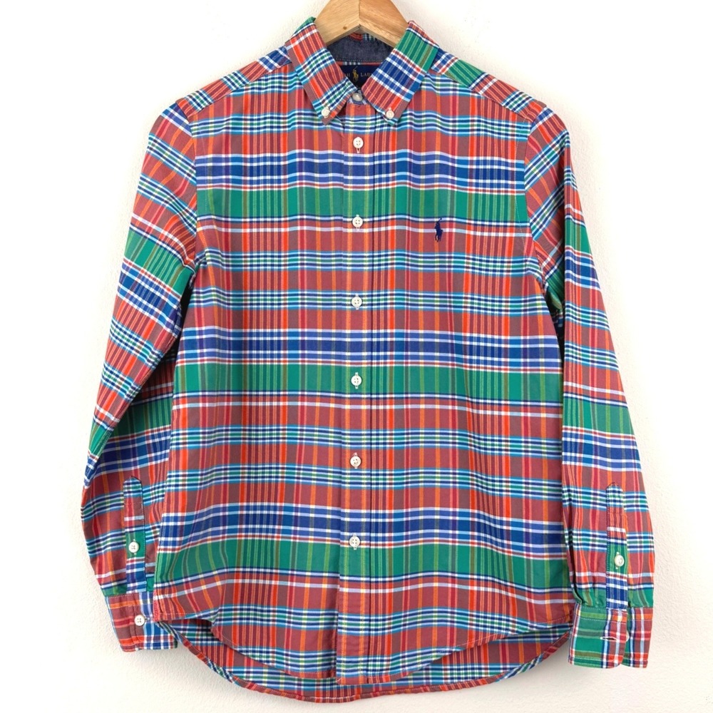 Polo Ralph Lauren Kids Large Plaid Academia Button Down Preppy Colorful 14-16